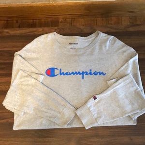 Champion Men's Classic Jersey Long Sleeve Script T-Shirt Size Large